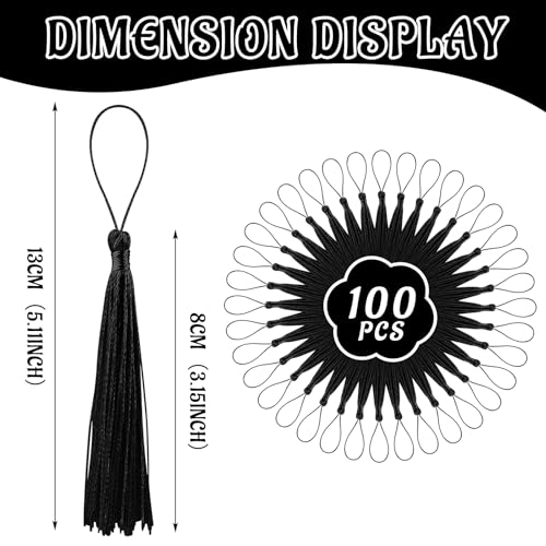 Image of 100 Pcs Bookmark Tassels Bulk Black Soft Craft Silky Handmade Mini Tassels for Jewelry Making with Loops for DIY Craft Accessory Dress Decoration