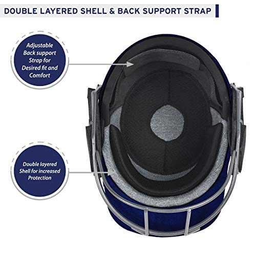 Image of DSC Fort 44 MS Cricket Helmet for Mens (Adjustable Steel Grill | Back Support Strap)