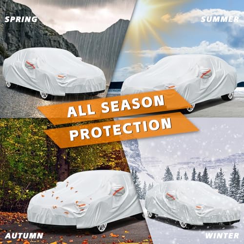 Image of GUNHYI Car Cover for Automobiles Waterproof All Weather, Suitable for Toyota Corolla /Prius, Nissan Sentra, Kia Forte, vw Jetta, Hyundai Elantra, Mitsubishi Eclipse etc (Length 176-184 Inch)