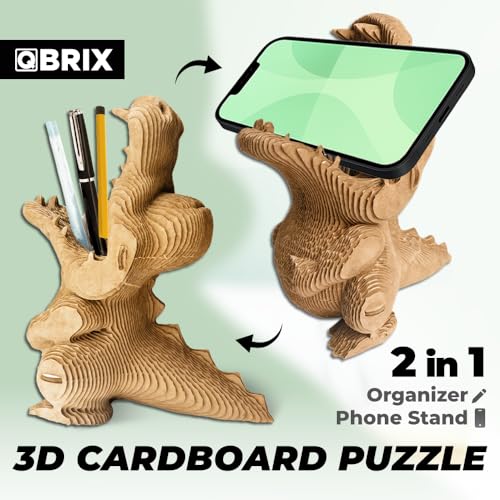 Image of QBRIX Crocodile Pen Holder 3D Puzzles for Adults, 3D Model Kit for Teens, DIY Crafts for Home Decor, Original Gift for Boys&Girls 14+, Cardboard Model Building Kit