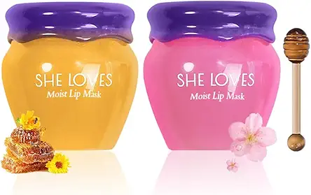 2PCS Lip Mask Overnight, Honey&Sakura Day and Night...
