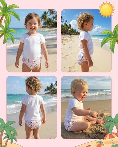 Image of Babygoal Swim Diapers 3 Pack for 8 Months-3 Years Infant and Toddler Girl, Reusable Adjustable Washable for Baby Swimming Lessons 3ZSD42-B