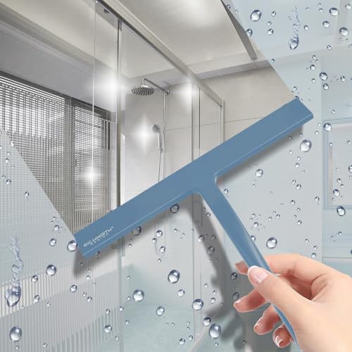 image for Richmirth Shower Glass Cleaner Squeegee, 9 Inch Width Silicone Bathroo