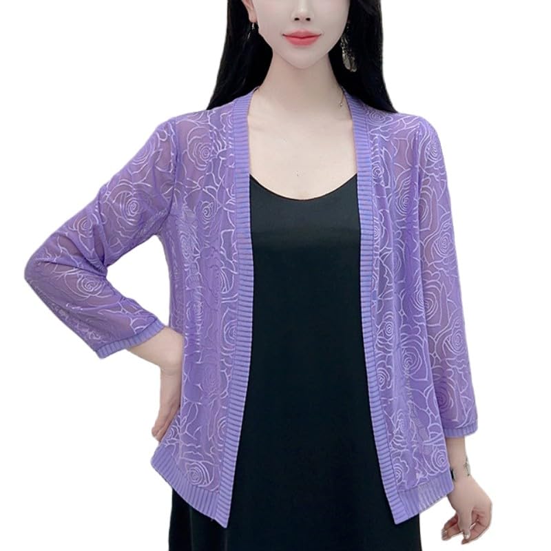 Chaqueta Fina Mujer,Cárdigan De Punto De Jacquard para Mujer, Manga Larga, Frente Abierto, Ligero, para Verano, para Cubrirse, Bolero, Chaqueta para Ocasiones Especiales, para Vestidos De Noche, In