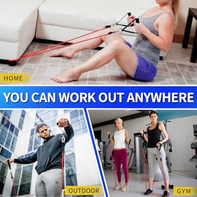 WHATAFIT Resistance Bands Set, Exercise Bands with Door Anchor, Handles, Carry Bag, Legs Ankle Straps for Resistance Training, Physical Therapy, Home Workouts for Men and Women