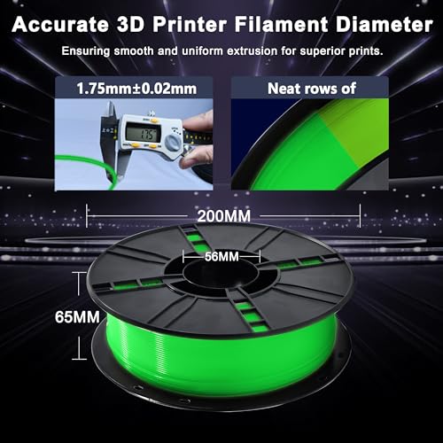 Image of iBOSS 3D PLA Plus Printer Filament, 1.75mm Glow in The Dark Green PLA+ Filament for 3D Printing, 1kg Spool (2.2lbs), Dimensional Accuracy + /- 0.02 mm, Fit Most FDM 3D Printers, Glow Green