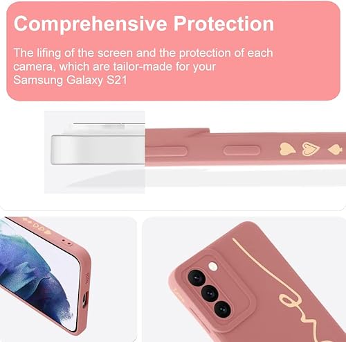 Miniatura 3 de MOWIME Funda para Samsung Galaxy S21, lindo chapado en la parte trasera con letras de amor con lente anticaída, protección de TPU suave, a prueba de