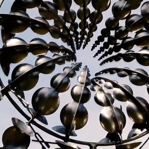 Einzigartige und magische Metall-Windmühle, 3D-Edelstahl-Windspiel, windbetriebene kinetische Skulptur mit Metall-Gartenstecker für Hof, Gartendekoration