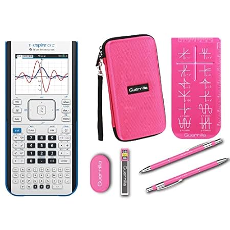 Texas Instruments Ti Nspire CX II Graphing Calculator + Guerrilla Zipper Case + Essential Graphing Calculator Accessory…