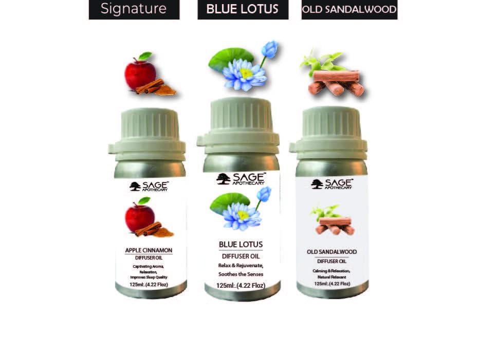 Image of Sage Apothecary Apple Cinnamon Diffuser Oil Natural Aromatherapy Oil for Sleep and Relaxation - 125 ml