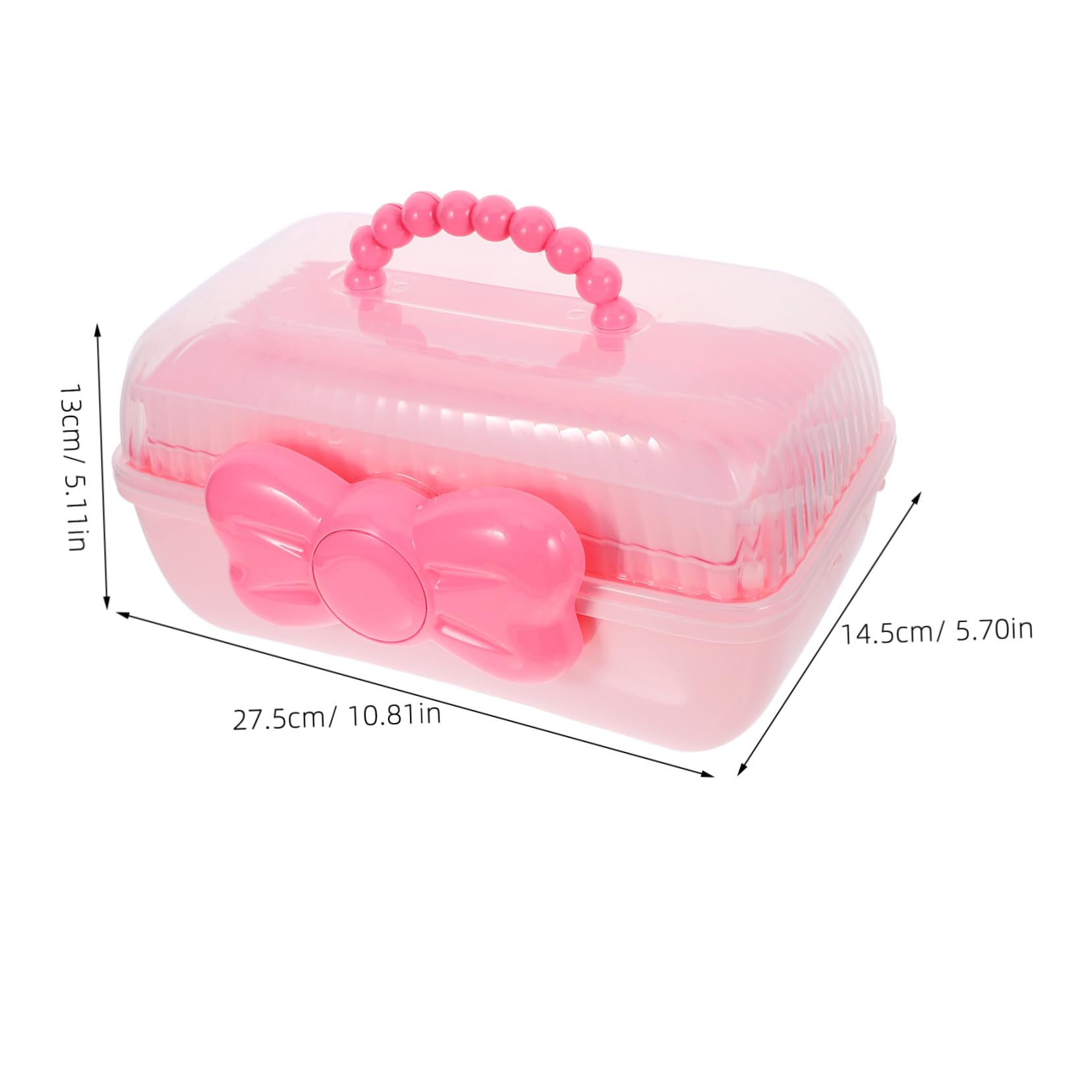 Tragbare Aufbewahrungsbox für Haaraccessoires mit Drei Ebenen, Rosa, Pp
