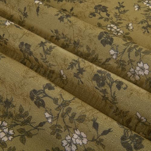 Image of TWOPAGES Pinch Pleat Floral Print Cafe Curtains, Copper, 34W x 24L