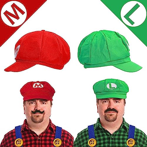 Maria Lugi Hat Costume for Women, Men,Unisex Adults, Kids,Gloves Suspenders Fake Accessory Kit for Halloween Super Bros Cosplay3