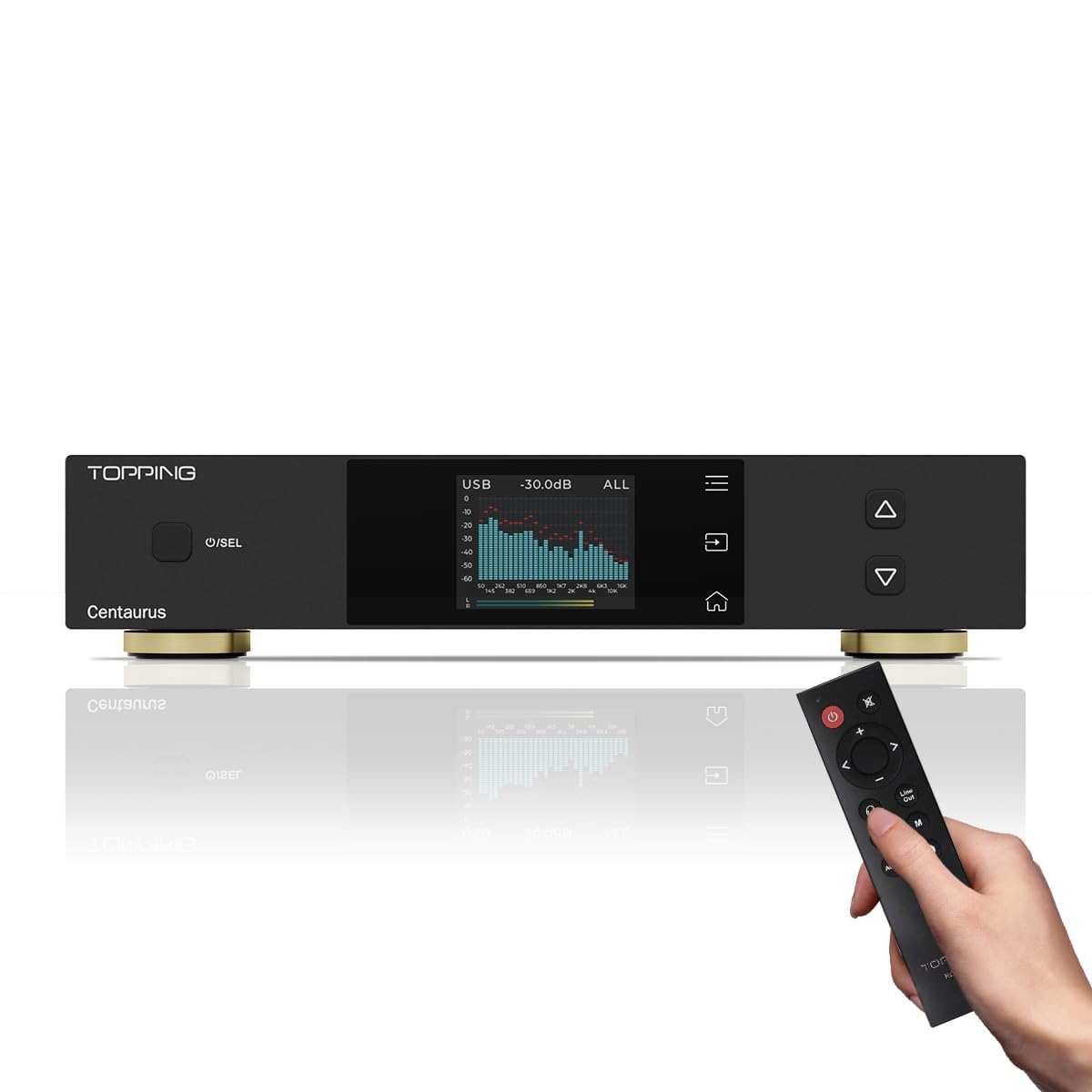 TOPPING Centaurus Cyfrowo-analogowy konwerter DAC R2R zbalansowany USB/Bluetooth/Optyczny/Koncentryczny/AES/IIS na RCA/XLR, DSD512 PCM768kHz, Hi-Res, Aurora UI, PEQ 10 pasm, Preamp, Trigger 12V