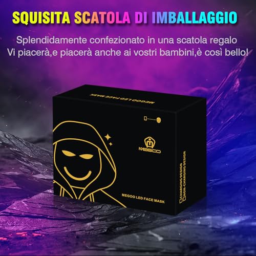 MEGOO Maschera a LED con app Bluetooth programmabile personalizzata, con luce digitale elettronica a LED per Halloween, per costume da DJ, travestimento, rave, cosplay, festa di compleanno, maschera - Gadget - Immagine 8