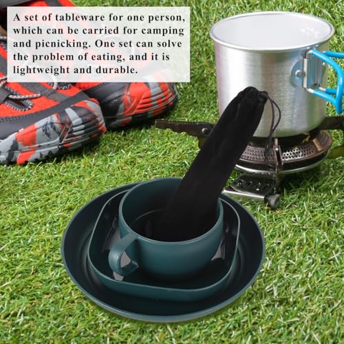 Campingbesteck, ReaNea Camping Teller und Schüsseln Set mit Kaffeetasse, Reisebesteck Set mit Löffel, Gabel, Messer für Zuhause, am Pool, im Freien, Picknick, Camp – Bild 4