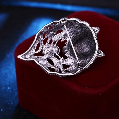 Image of Vintage Wolf Head Lapel Brooch Pin Cool Punk Animal Wolf Crystal Collar Brooch Suit Pin for Men Women Birthday Gift