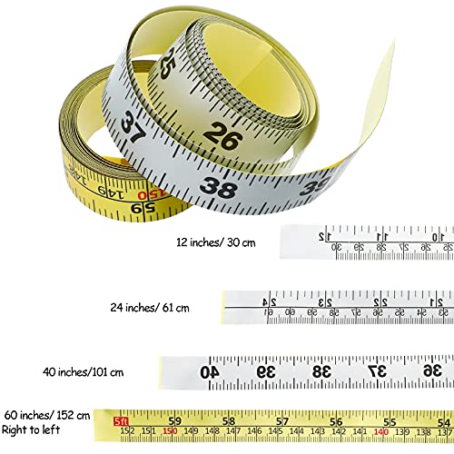 4 Size Workbench Ruler Adhesive Backed Tape Measure Waterproof Sticky Measuring Tape In 60 Inches/ 152 Cm, 24 Inches/ 61 Cm, 12 Inches/ 30 Cm, 40 Inches/ 101 Cm Ruler For Work #TOP1