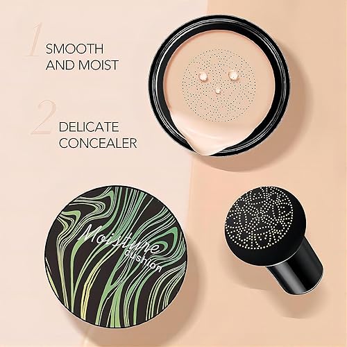 Air Cushion Foundation HOUSN CC Creme Flüssige Foundation Make Up Pilzkopfschwamm Concealer Pilzkopf Luftkissen BB Cream, Gleichmäßiger Hautton für Alle Hauttypen (Natürlich)