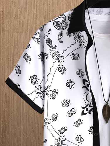 GORGLITTER Men's Beach Vacation 2 Piece Outfits Paisley Shorts Sets Rave Outfit3