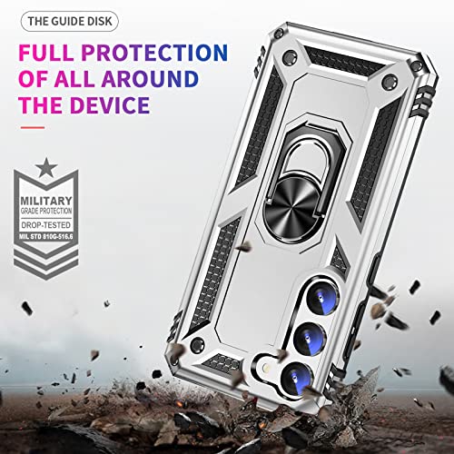 Image of Vaki Cases for Samsung Galaxy S23 Case with Screen Protector [Military Grade Drop] Heavy Duty Rugged Shockproof Protective Cover for Samsung Galaxy S23 5G Phone Case with Ring Kickstand Silver