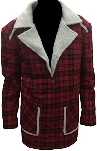 Men's Red Cross Checked Shear ling Jacket Coat