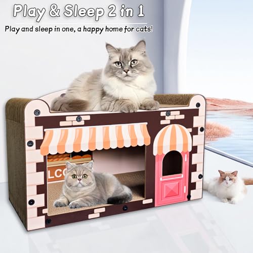 Grande maison pour chat double couche en carton robuste facile à monter - 4