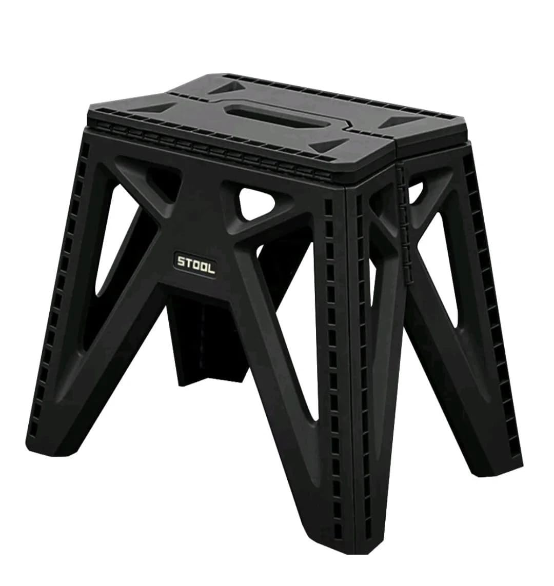 onestopbuys Foldable Stool Step Chair Lightweight Kitchen Outdoor Camping Heavy Duty 150kg (Black)