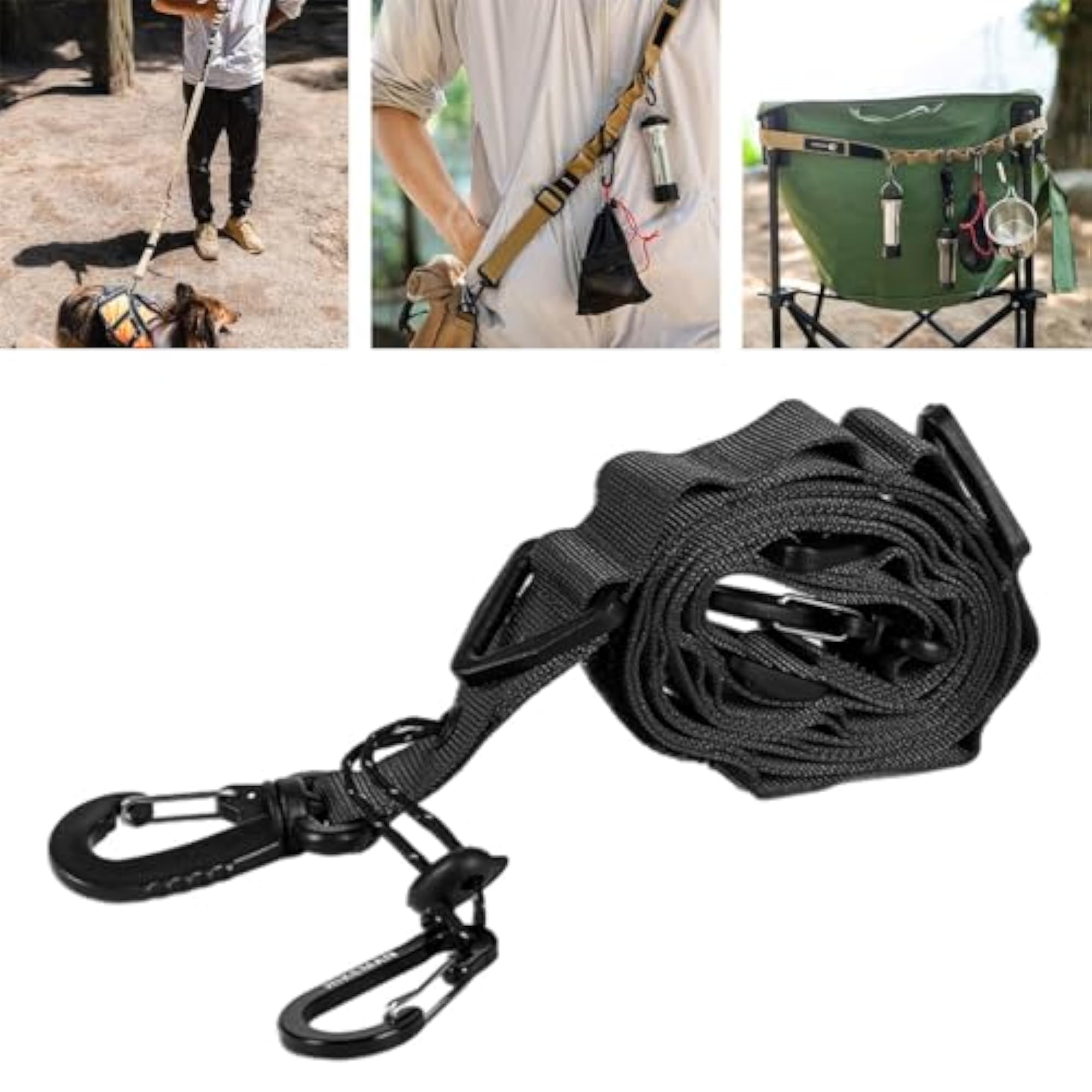 Camping Lanyard Hanger Outdoor Rope Storage Strap, Black