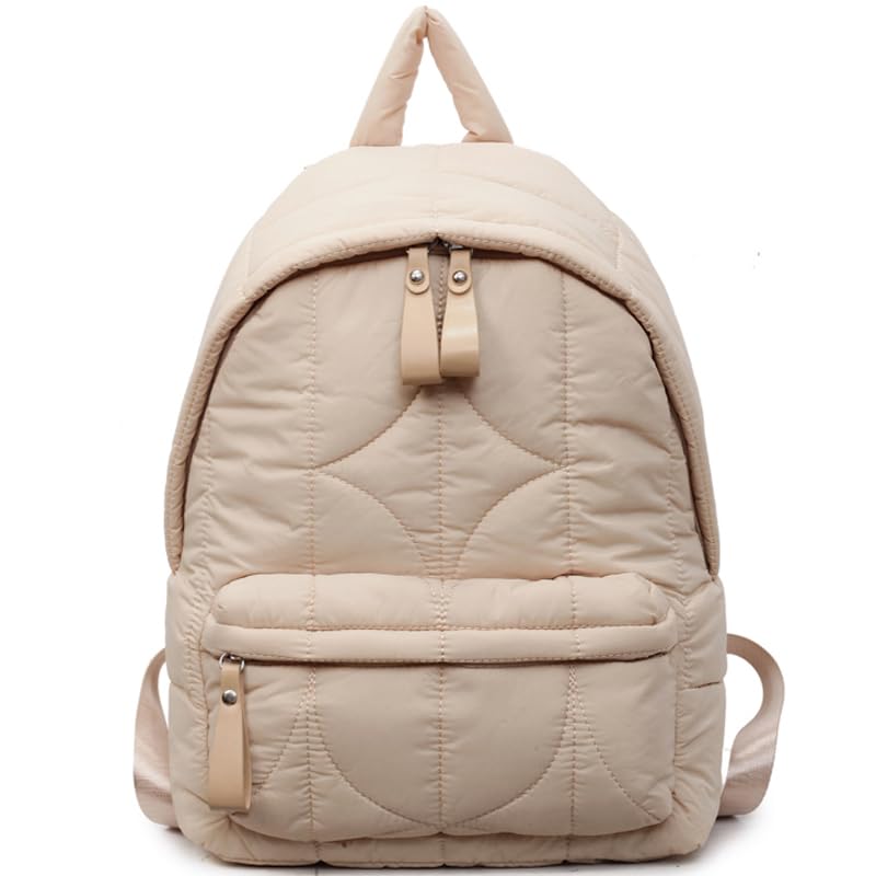 Solid Featherweight Backpack Unisex Big Puffer Bookbag Down Cotton Bag (White)