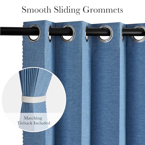 Image of RYB HOME Accordion Style Room Divider Curtain-100% Blackout Folding Accordion Curtain for Sliding Glass Door /Bedroom, Privacy Assurd Living Room /Office Drape 1 Panel with Tieback, W100 x L108, Blue