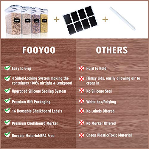 Fooyoo Cereal Containers Storage Set - 4 Piece Airtight Large Dry Food Storage Containers(135.2Oz), Bpa Free Dispenser Plastic Cereal Storage Containers With 16 Labels & Pen #TOP3