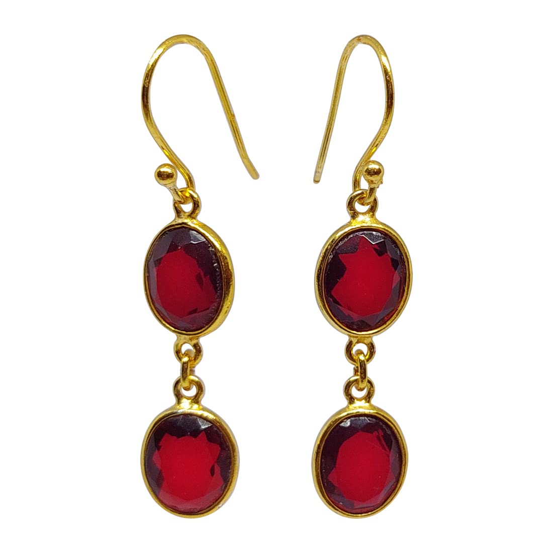 Teardrop Fire Red Garnet Earrings - Silver Drop Dangle Earrings 1 1/8" (Mother's Day Gift)