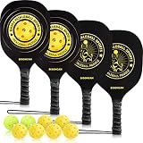 BISONCAN Pickleball Paddles - Pickleball Set of 4 Wood Paddles, 8 Indoor & Outdoor Pickleball Balls,