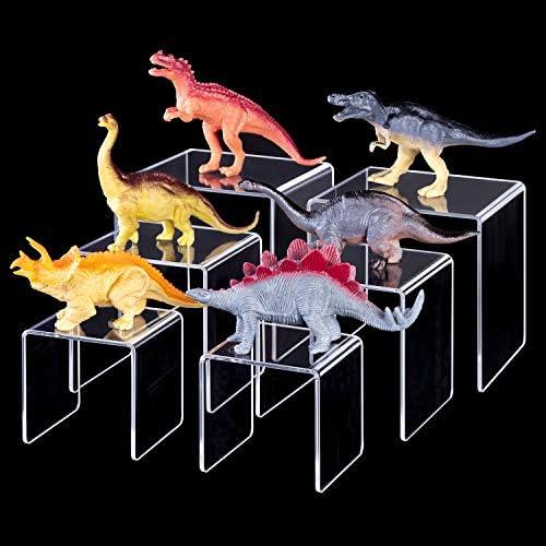 LileZbox Acrylic Display Riser Stand,Clear Showcase for Cake Candy and Jewelry 3'' 4'' 5''(2 Sets)