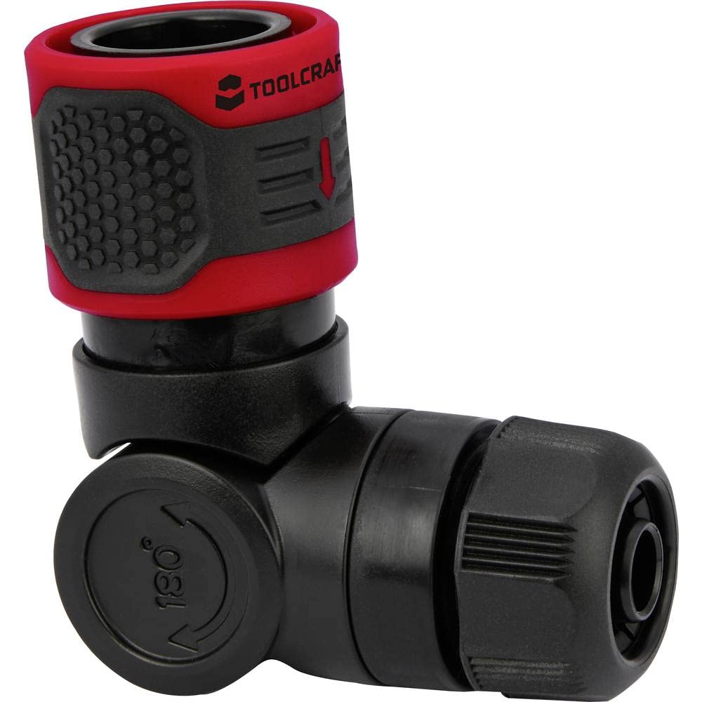 Toolcraft 2302358 Angled Hose Connector with Manual Valve 16cm Red...