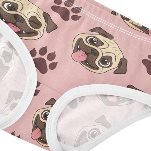 Cotton Girls Underwear Toddlers Cartoon Pug Paw Prints Pink Panties for Girl Animal Undies Kids Briefs 2t4