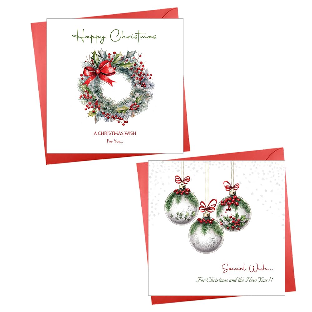 Papa Prints® Xmas Cards Pack of 12 (145 x 150 mm) Multipack Christmas Cards with Envelopes Pack of Christmas 2025 Christmas Cards Multipack