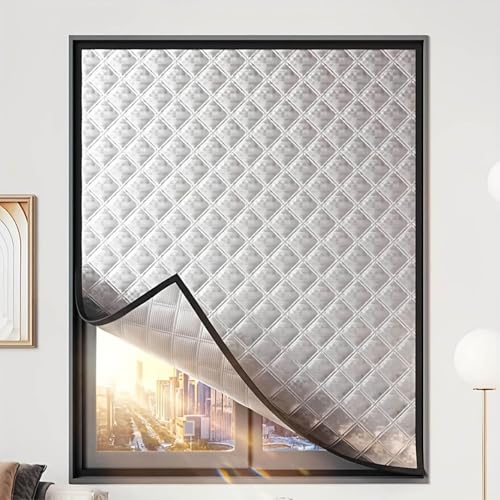 Sound Dampening Curtains, Easy Install, Thick Layered Fabric Window Insulation Window Cover, Thermal Insulated Noise Reduce Warm Privacy Curtains for Street Noise Warm in Winter (90 * 200cm)