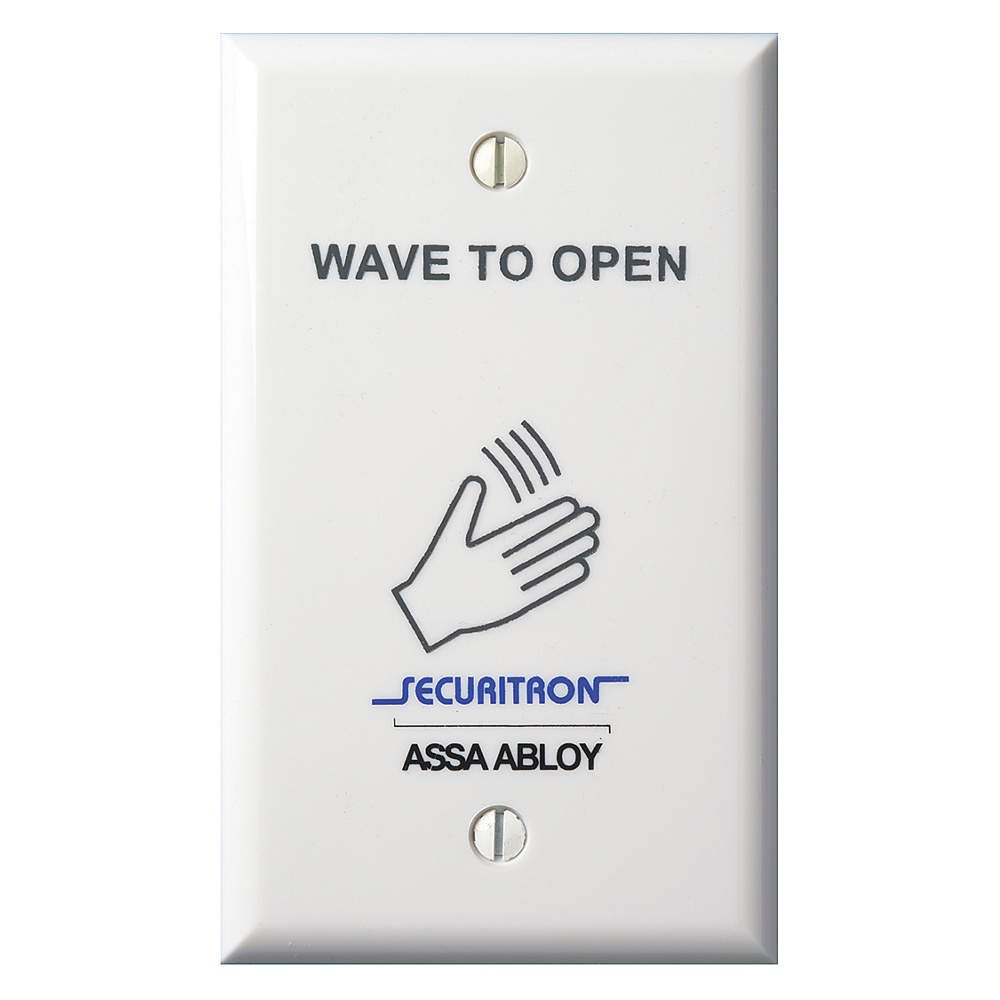 Sugatsune Securitron WSSW1 Wave Sense Switch with Single Gang Faceplate, White Finish Use with Locks Requiring Request to Exit, 4-1/2", 5" Height, Steel/Stainless Steel/Plastic