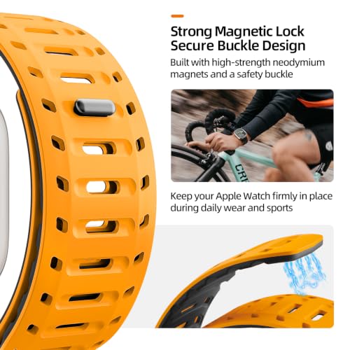 Image of X-it Magnetic Watch Band for Apple Watch Ultra 49mm, 46mm /45mm /44mm, Silicone Sport Strap with Strong Magnet for Men and Women, Compatible with Apple Watch Series 11 /10 /9 /8 /7 /6 /5 /4 /3 /2 /1 and SE