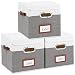 Yawinhe Faltbare Aufbewahrungsbox Aufbewahrungsboxen mit Deckel, 3er Set, Aufbewahrungskiste mit 3 Griff, Groß Faltbox für Schränke, Kleidung, Bücher, Spielzeug usw, 28x28x28cm, Weiß/Grau, SNK028WG-3