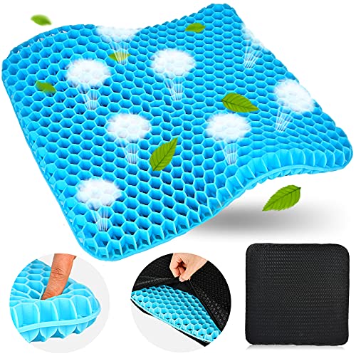 Gel Seat Cushion, Office Chair Cushion for Long Sitting Butt Support, with Cover Soft Breathable, Gel Chair Cushion for Relief Hip Pain, Gel Car Seat Cushion, Cushion for Home Office Chair, Wheelchair