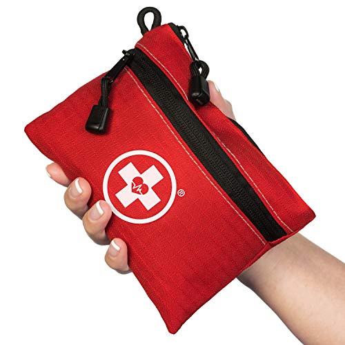 First Aid Kit Pouch (64-Piece): Pocket Sized, Lightweight & Compact with Dual Zippers