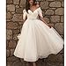 Akklian Sparkly Tulle Prom Dresses for Women 2024 off Shoulder Pleated Formal Dress Evening Party Gown Wedding Gown for Bride White