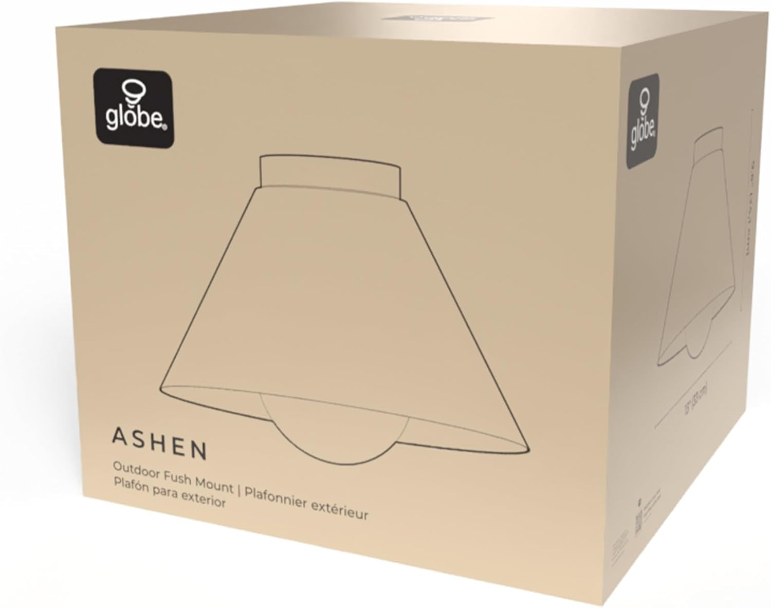 GLOBE Electric 60000163 1-Light Outdoor Flush Mount, Painted Black Sand Texture, Frosted Opal Glass Inner Shade