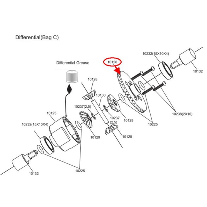 10126 Diff Drive Spur Gear 2 PCS for VRX Racing 1/10 Scale Rc Model Car Parts Toys for Children Adults