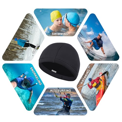 Image of Scuba Diving Wetsuit Hood Men Women 3mm Neoprene Cap for Adult Surf | Headband Swim Beanie Locks Head Heat, Thick Thermal Long Hair Protection for Surfing Snorkel Kayak Coastal Beach Family Trips