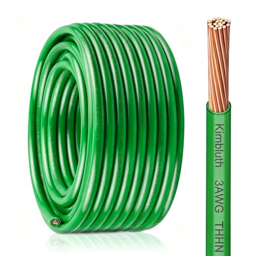 THHN Wire 3 Gauge 50 FT Stranded Copper Wire, Green