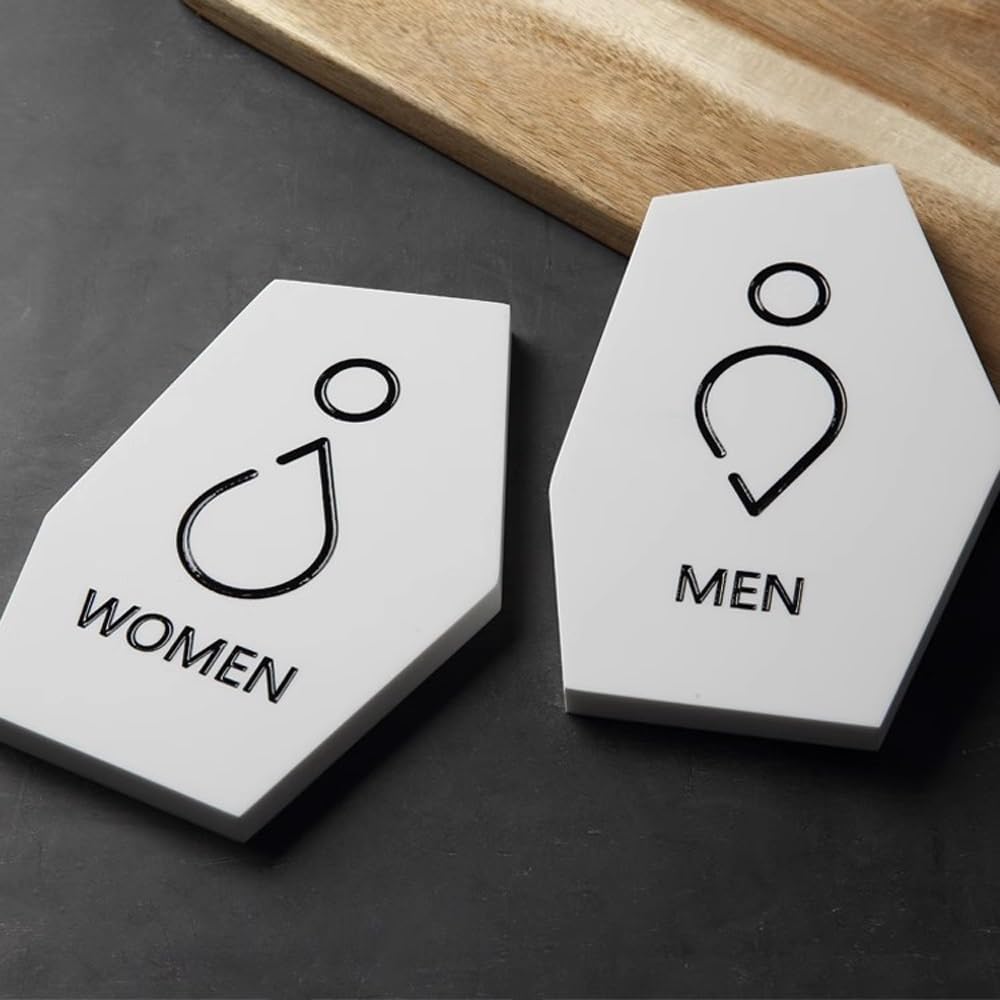 Letreros para baños, letreros de mármol para lavabos, letreros para Puertas de baños, letreros para baños comerciales, letreros para baños de Hombres y Mujeres (Masculinos)